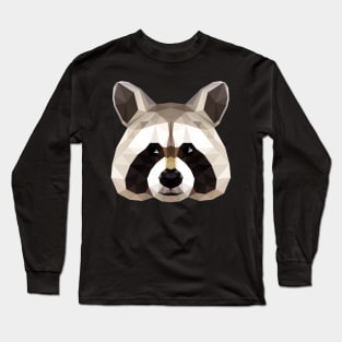 Raccoon Polygon Head Geometric Animals Geometry Long Sleeve T-Shirt